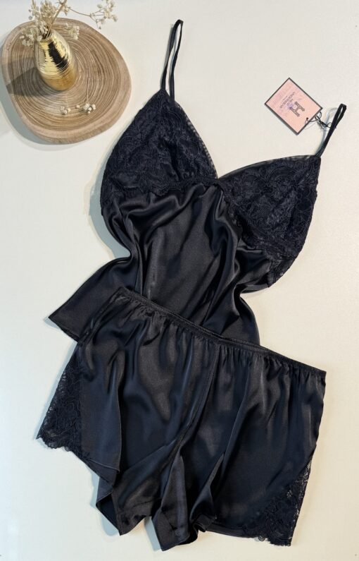 Short-bustier en satin " noir"