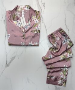 Alternative view of Pyjama boutonnée en satin " ROSE    "