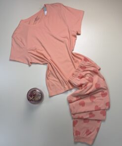 Pyjama haut demi manche " orange  "  coeur