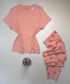 Alternative view of Pyjama haut demi manche " orange  "  coeur