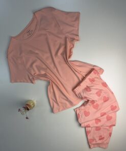 Pyjama haut demi manche " orange  "  coeur