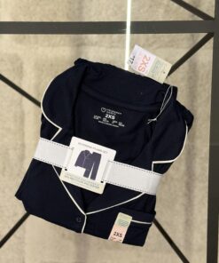 Pyjama boutonnée Primark manche longue - bleu marine unie -