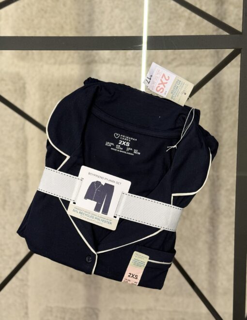 Pyjama boutonnée Primark manche longue - bleu marine unie -