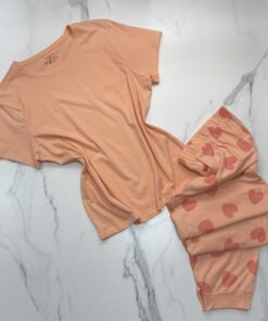 Pyjama haut demi manche " orange  "  coeur