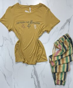 Alternative view of pyjamas demi manche " JAUNE  "