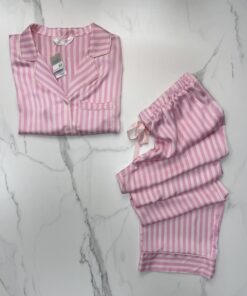 Alternative view of Pyjama boutonné Primark en satin - Rose à rayures NEW -