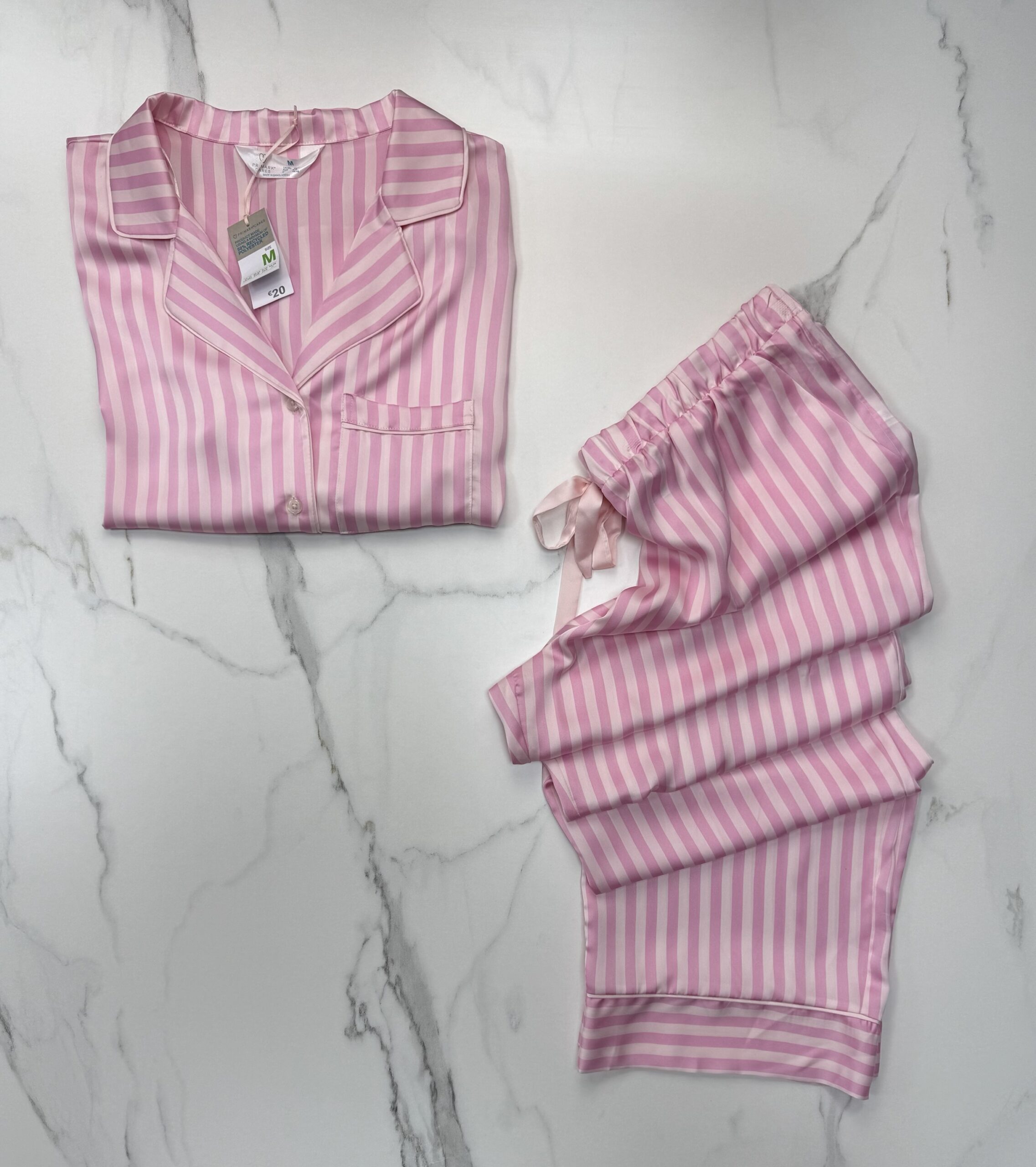 Pyjama boutonné Primark en satin - Rose à rayures NEW - – Image 2