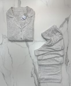 Alternative view of Pyjama boutonnée Primark manche longue – gris unie –