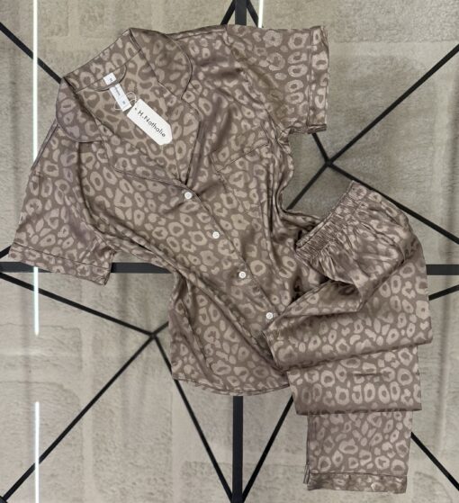 Pyjama boutonné haut demi manche - marron
