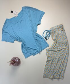 Pyjama haut demi manche panta-court " Bleu "