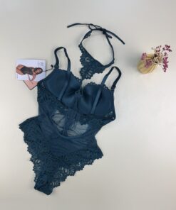 Alternative view of Body push up en dentelle " vert "