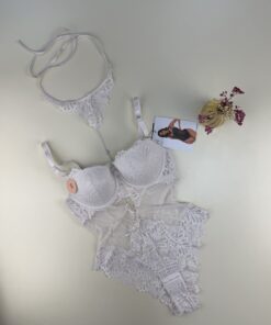 Body push up en dentelle " Blanc cassé "