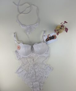 Alternative view of Body push up en dentelle " Blanc cassé "