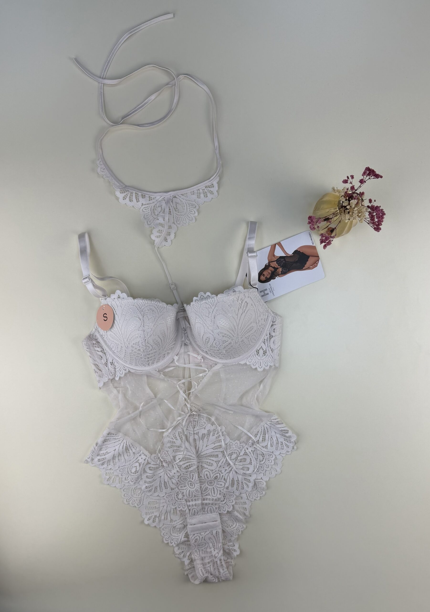 Body push up en dentelle " Blanc cassé " – Image 2