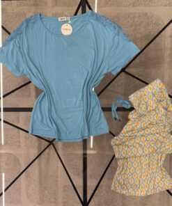 Alternative view of Pyjama haut demi manche panta-court " Bleu "