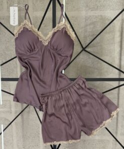 Short-bustier en satin " Bois de rose"