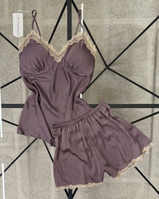 Short-bustier en satin " Bois de rose"