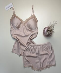Short-bustier en satin " Beige "