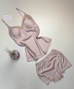 Alternative view of Short-bustier en satin " Beige "