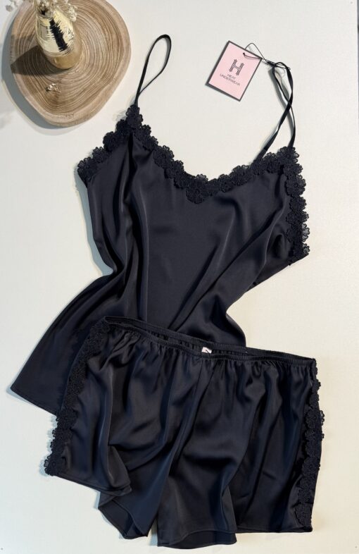 Bustier-Short En Satin " Noir "