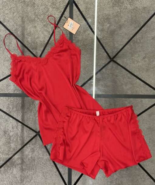 Bustier-Short En Satin " Rouge "
