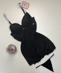 Alternative view of Nuisette - bas strass  - black