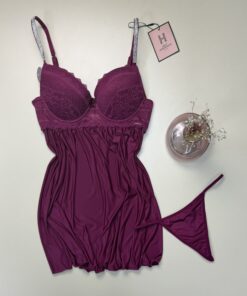 Nuisette - bas strass  - Aubergine
