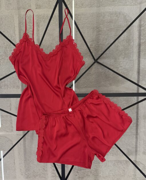 Bustier-Short En Satin " Rouge "