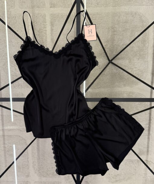 Bustier-Short En Satin " Noir "