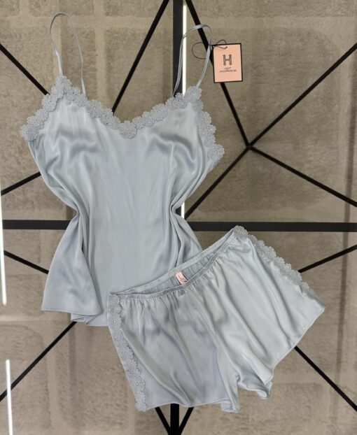 Bustier-Short En Satin " Bleu "