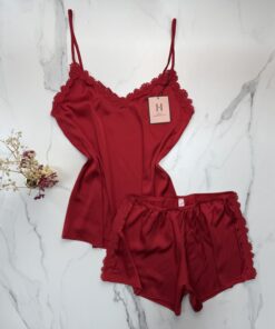Bustier-Short En Satin " Rouge "