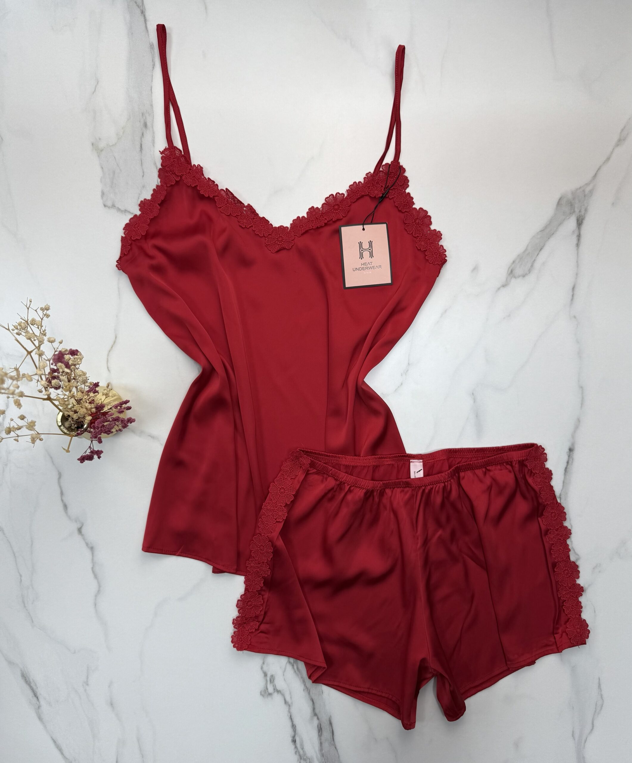 Bustier-Short En Satin " Rouge "