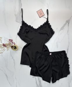 Bustier-Short En Satin " Noir "