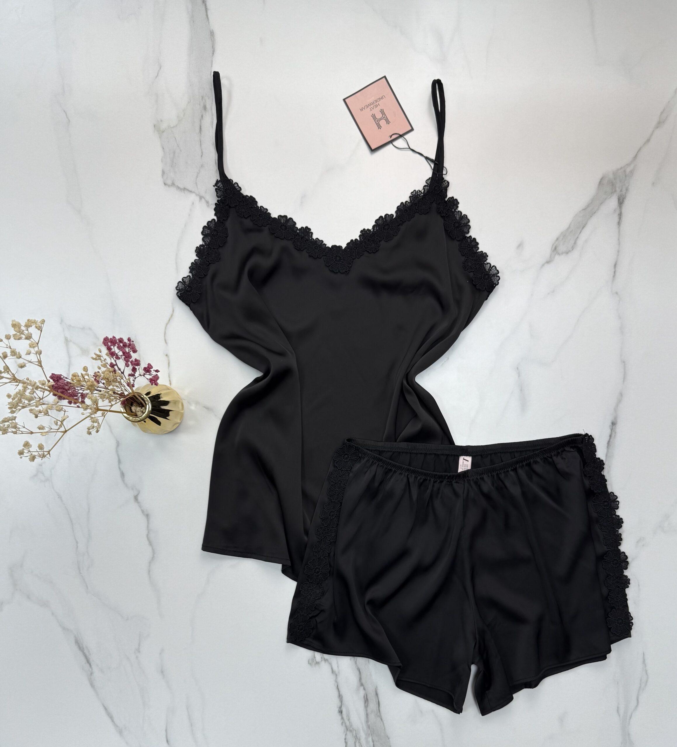 Bustier-Short En Satin " Noir "