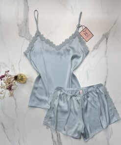 Bustier-Short En Satin " Bleu "