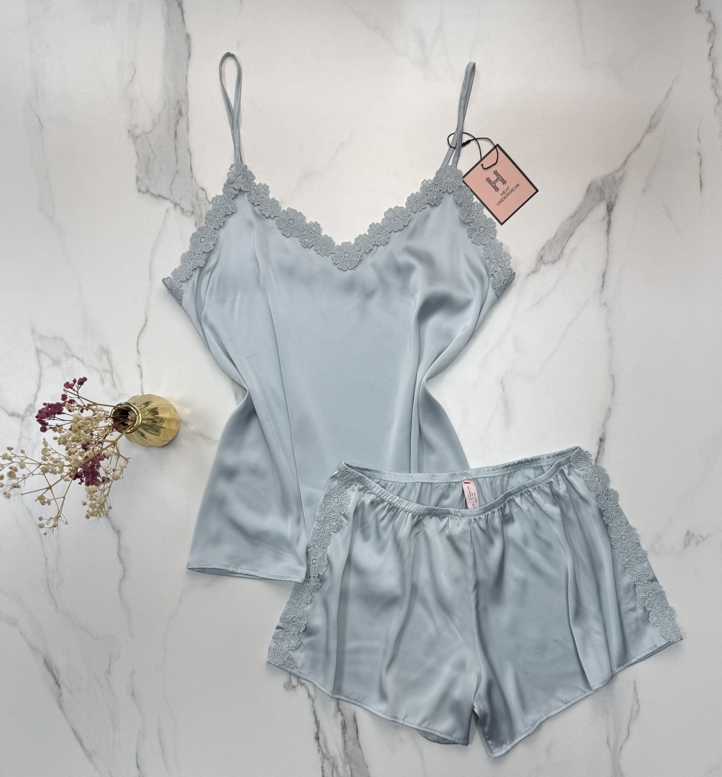 Bustier-Short En Satin " Bleu "