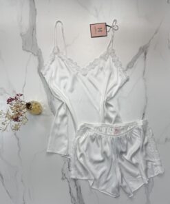 Bustier-Short En Satin " Blanc "