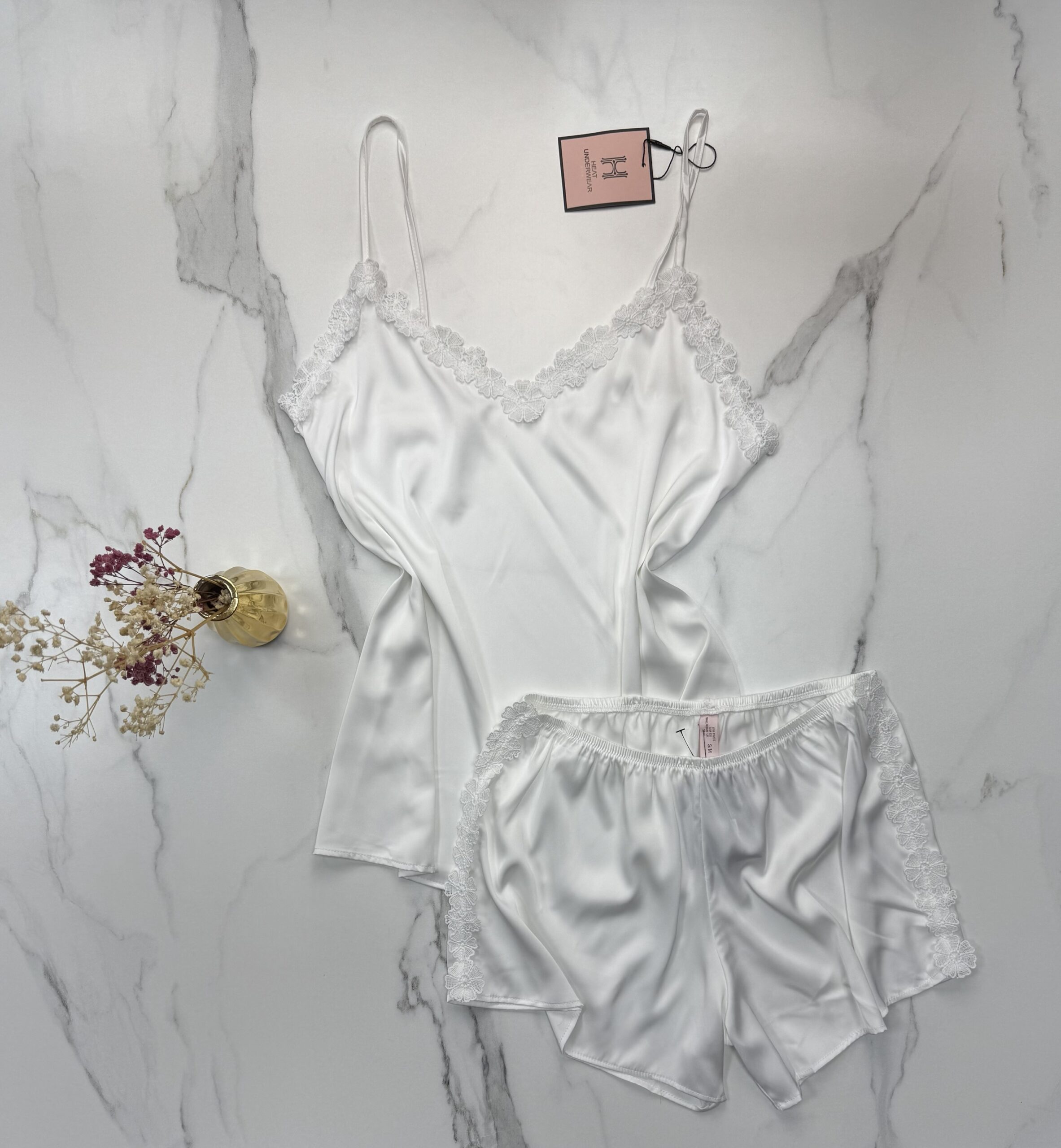 Bustier-Short En Satin " Blanc "