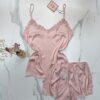 Bustier-Short En Satin " Rose "