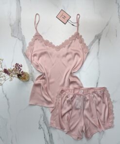 Bustier-Short En Satin " Rose "