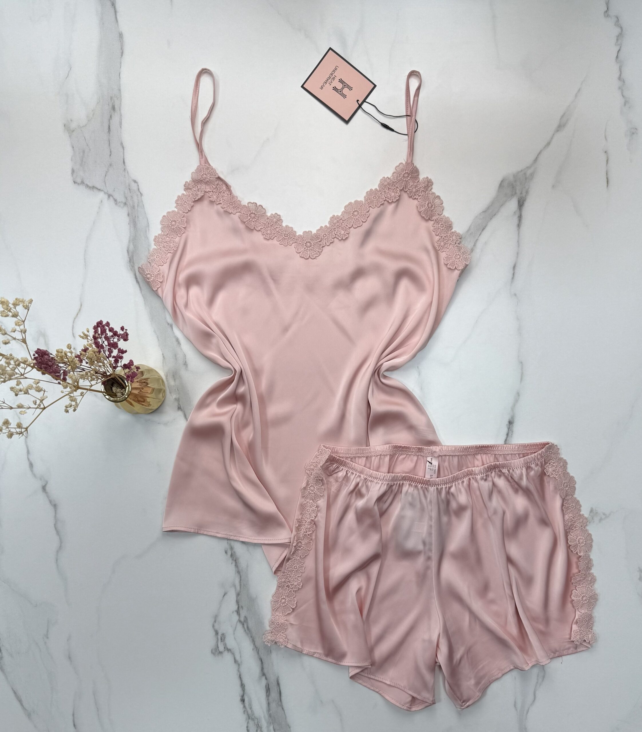 Bustier-Short En Satin " Rose "