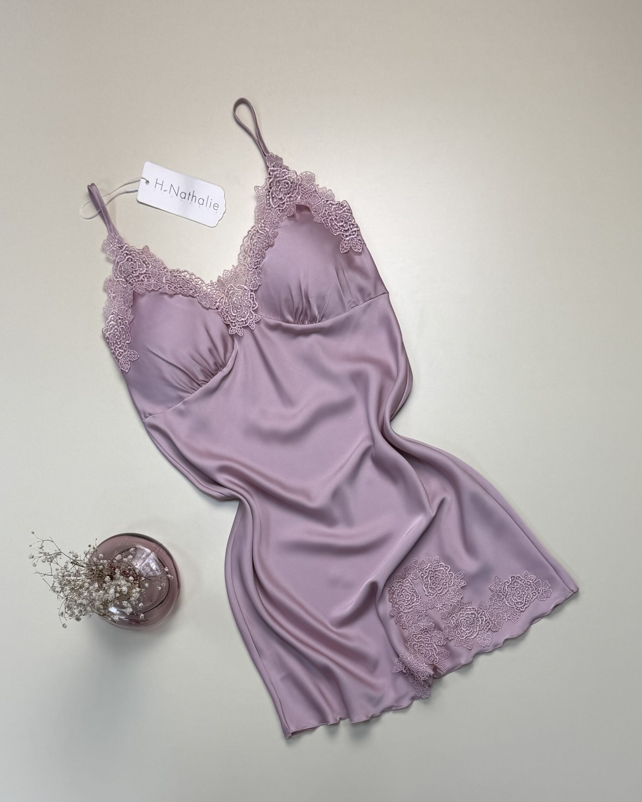 Nuisette en satin " Rose clair "