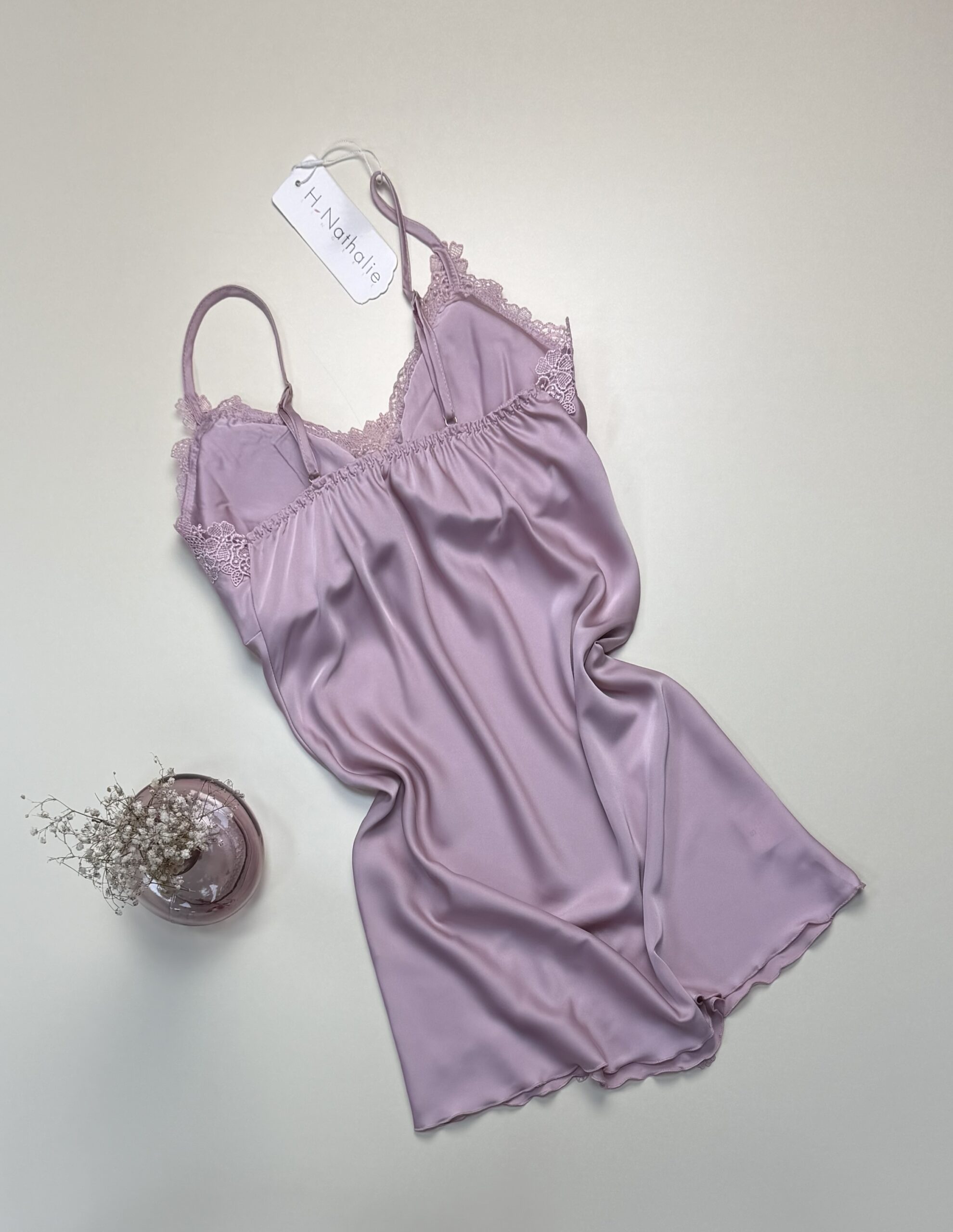 Nuisette en satin " Rose clair " – Image 2