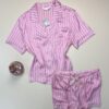 Pyjama short boutonnée en satin Primark " Rose à rayures "