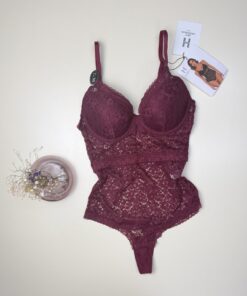 Alternative view of Body en dentelle " Aubergine"