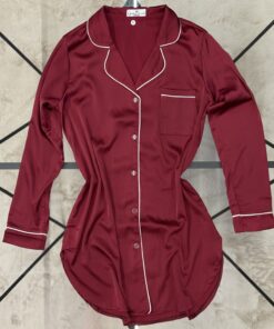 Alternative view of Chemise de nuit en satin " Bordeaux  "