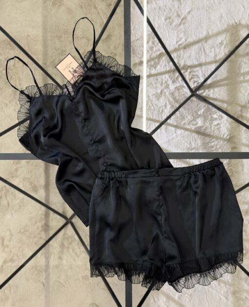 Short-bustier en satin " Noir "