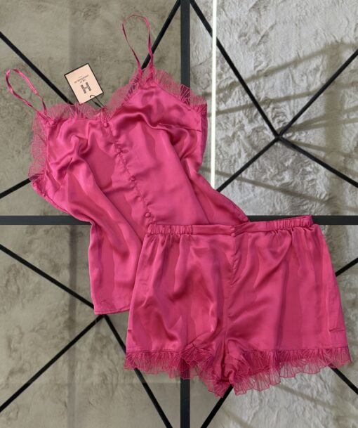 Short-bustier en satin " rose fushia "