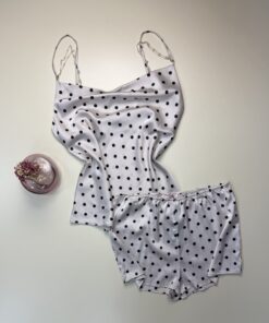 Short-bustier en satin petit pois " Blanc cassé"