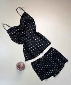Alternative view of Short-bustier en satin petit pois " Noir "